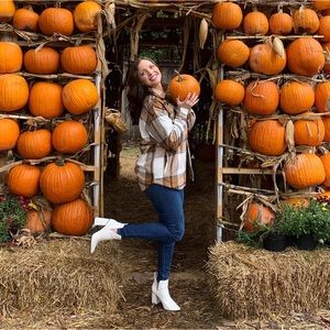 Camel brown and white shacket